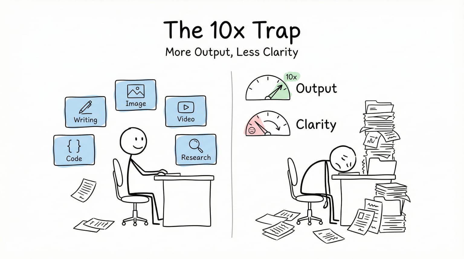 The 10x trap: more output, less clarity, growing fatigue