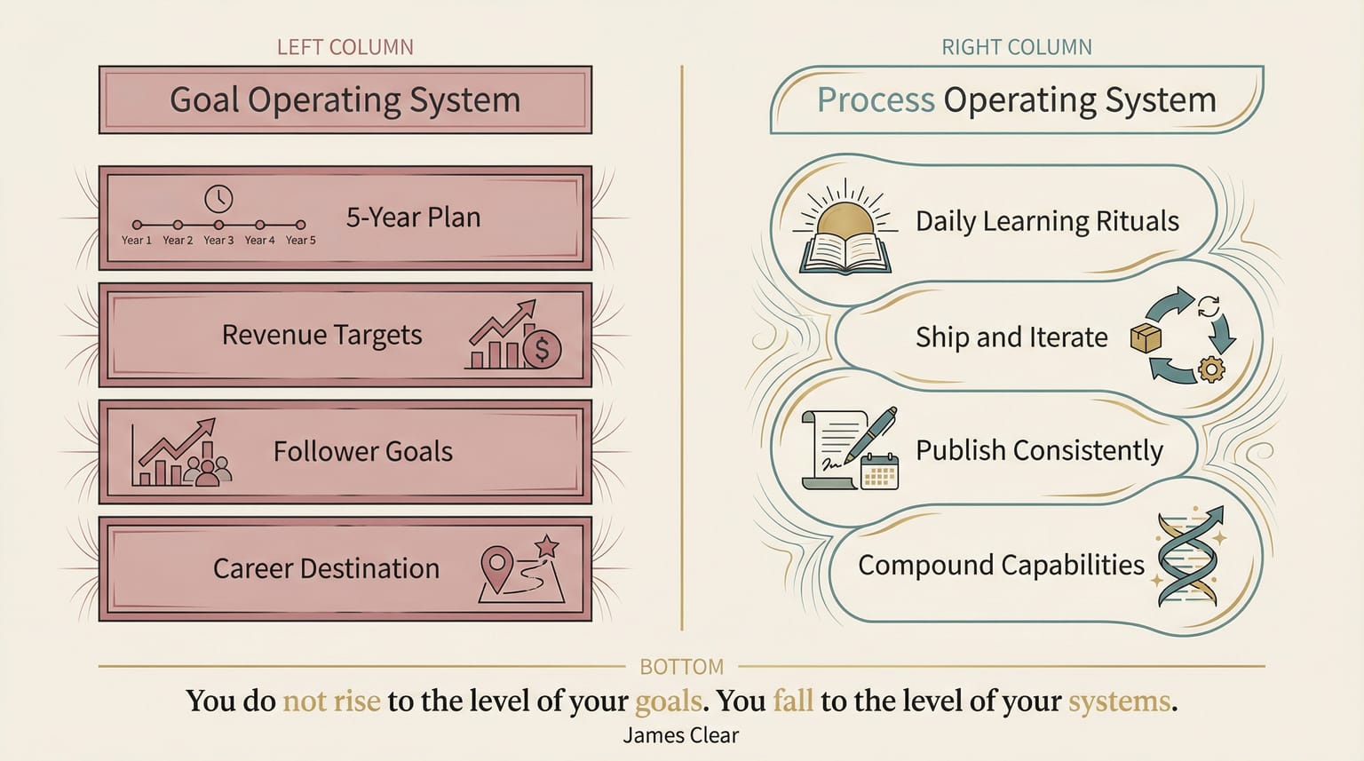 The anti-goal operating system: daily learning, no targets, compound capability