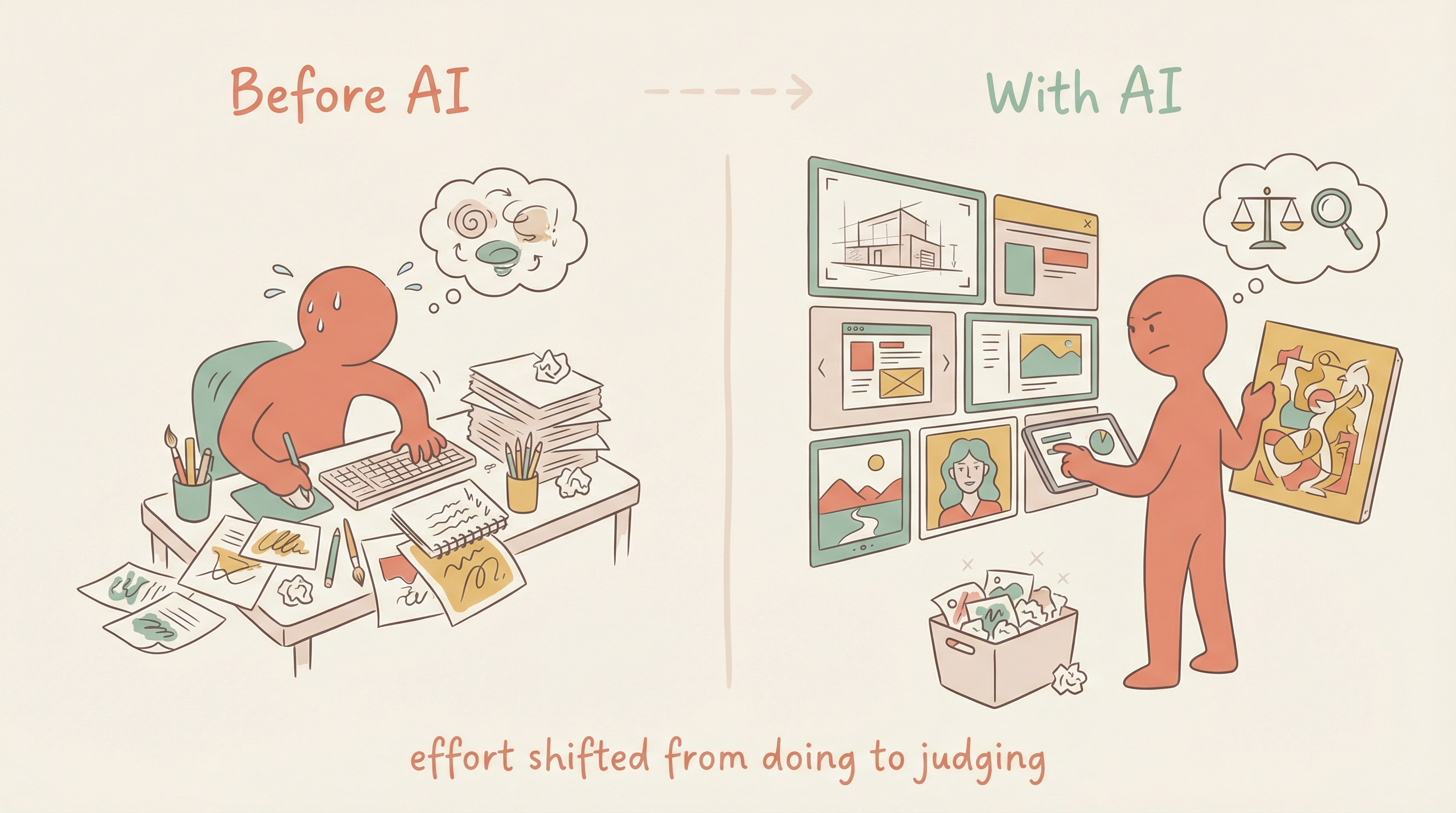 The effort shifted: less execution, more judgment and curation
